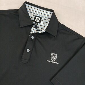 Footjoy Large Mens Polo Shirt Golf Stretch Knit Sand Point CC 24x30 Black